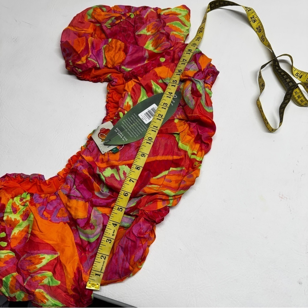 Farm Rio fruit brush Floral Puff Sleeve Crop Top size nwt - Picture 7 of 8